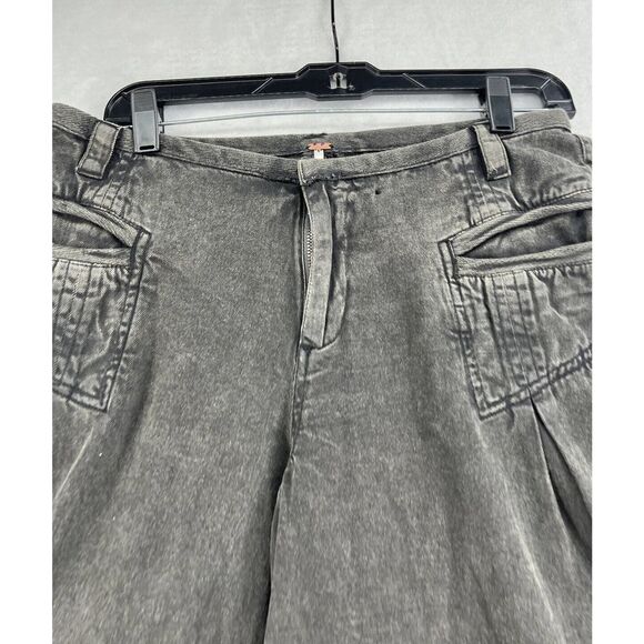 Free People Size 8 Black Midrise Wide Leg Pants New - Picture 4 of 8